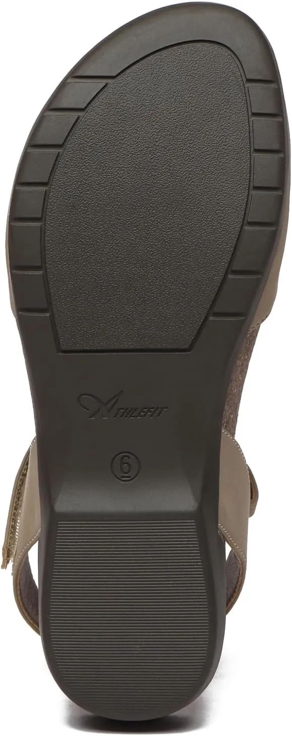 Athlefit Women's Closed Toe Sandals Comfort Cork Footbed Arch Support Flat Sandals