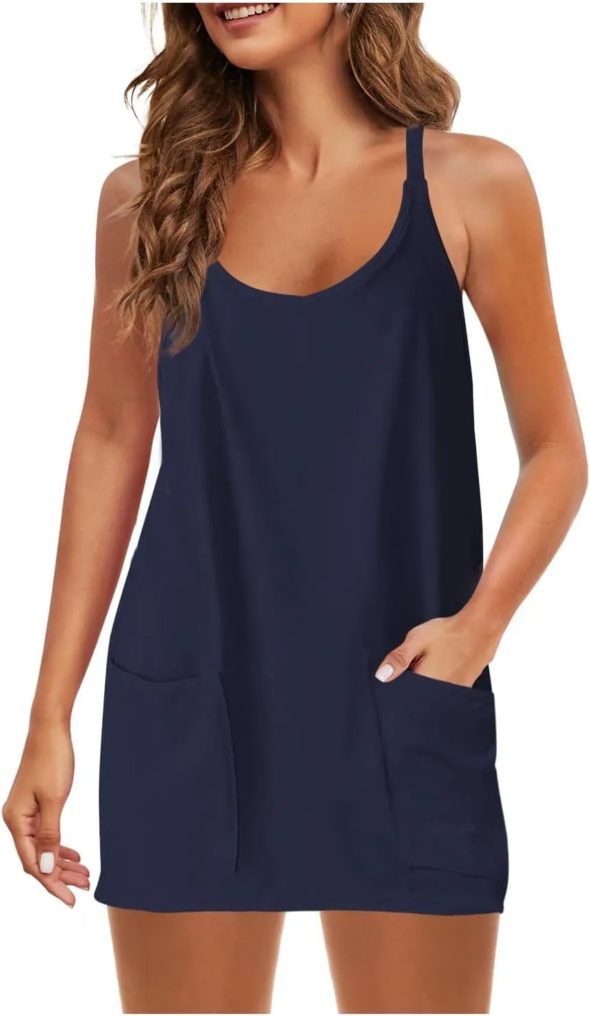 Athletic Dress for Women with Shorts Underneath Summer Workout Set Sleeveless Mini Dress Tennis Sundresses Top Romper