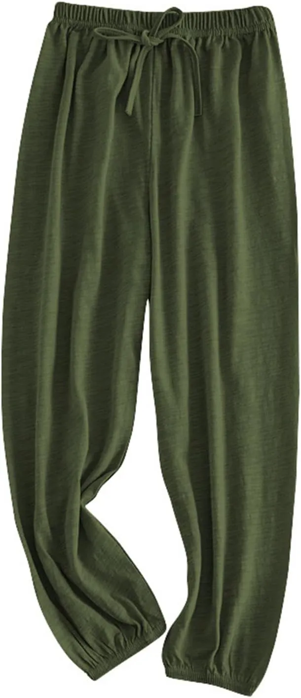 Baby Long 𝐁loomers Soft Slub Cotton Harem Pants for Boys Girls Soild Elastic Casual Joggers Dance Pants