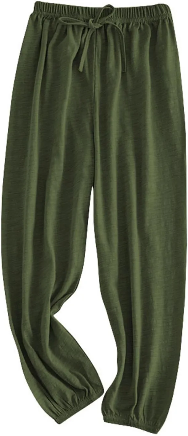Baby Long 𝐁loomers Soft Slub Cotton Harem Pants for Boys Girls Soild Elastic Casual Joggers Dance Pants
