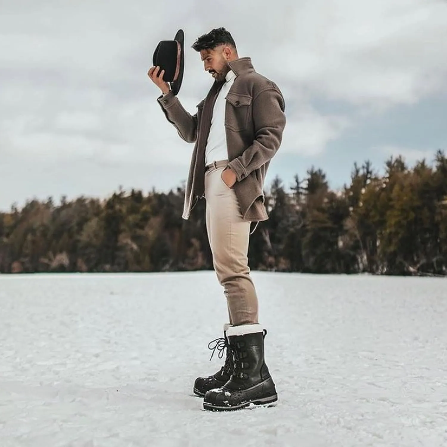 Baffin Men's CANADA Winter Boots | Waterproof Insulated Leather Boots for Cold Weather | Faux-Fur Collar & GelFlex Midsole