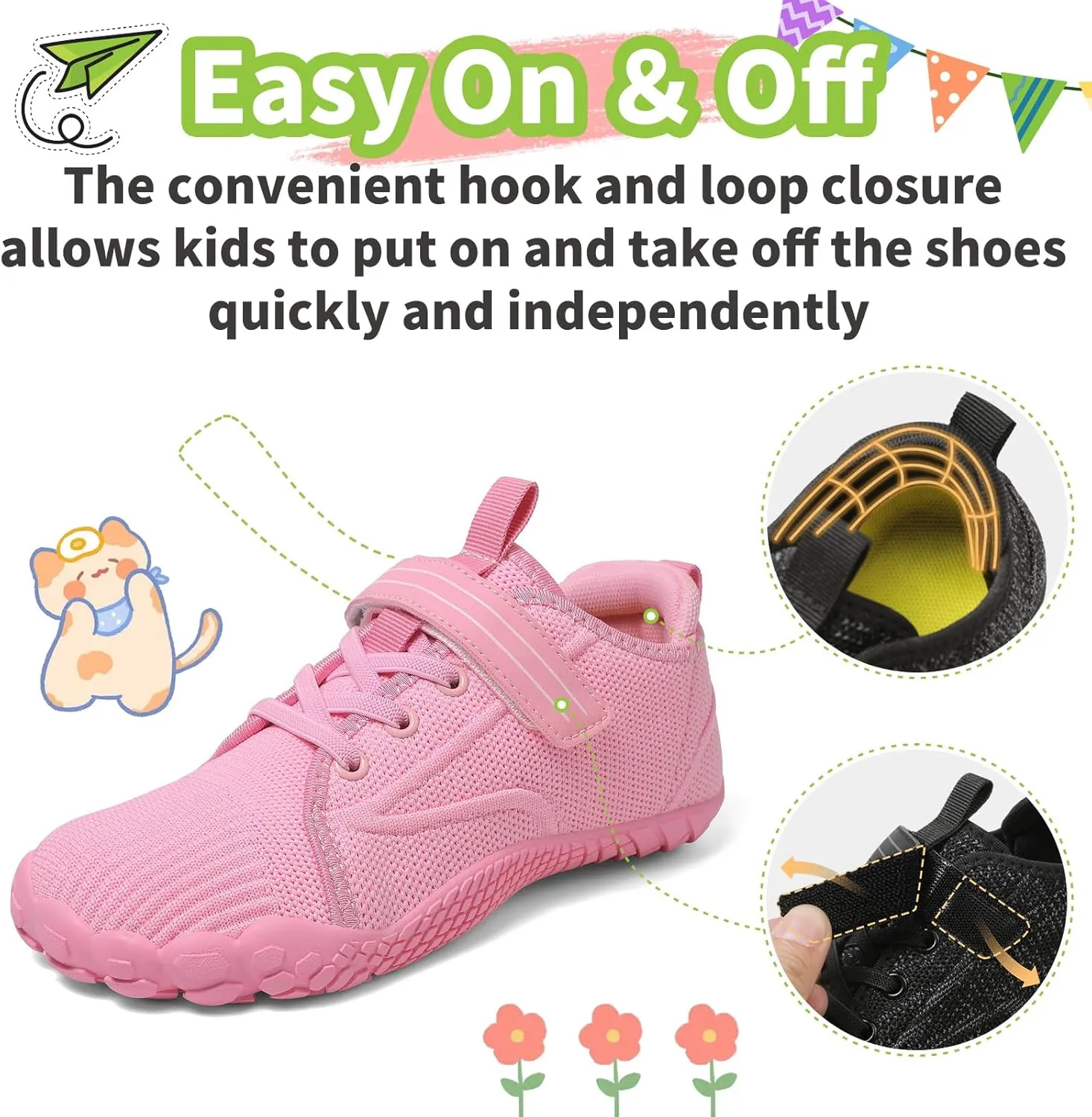 Barefoot Shoes Kids Wide Toe Box Shoes Boys Girls Footwear Zero Drop Orthopedic Minimalist Walking Sneakers for Little/Big Kids Indoor Outdoor Lightweight Running Wrestling Tennis
