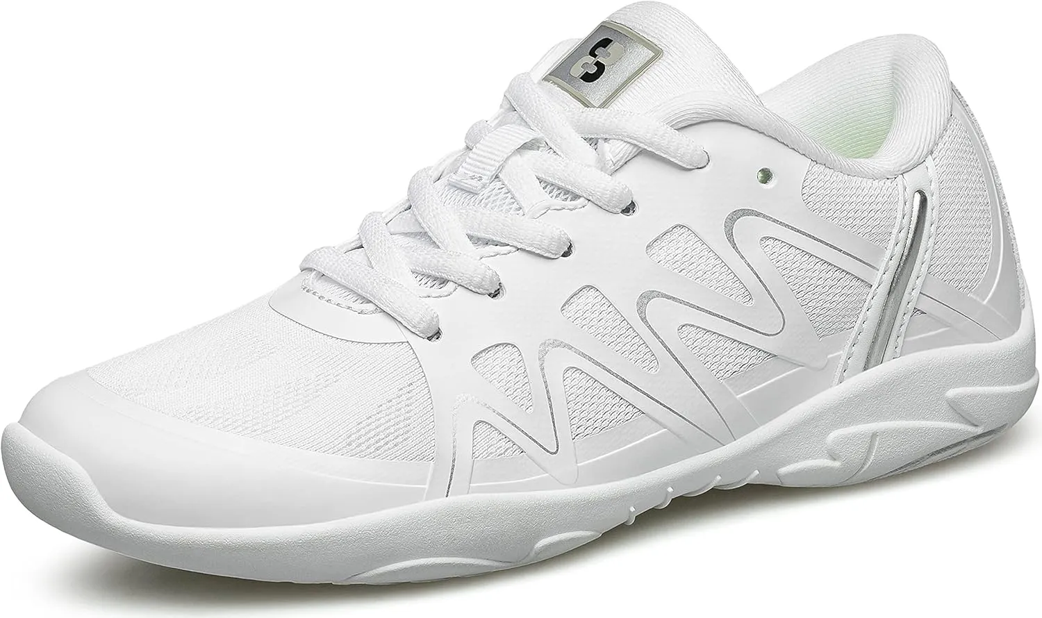 BAXINIER Girls White Cheerleading Dance Shoes Lightweight Youth Competition Cheer Sneakers Kids Training Tennis Shoes