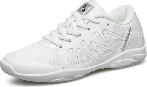 BAXINIER Girls White Cheerleading Dance Shoes Lightweight Youth Competition Cheer Sneakers Kids Training Tennis Shoes