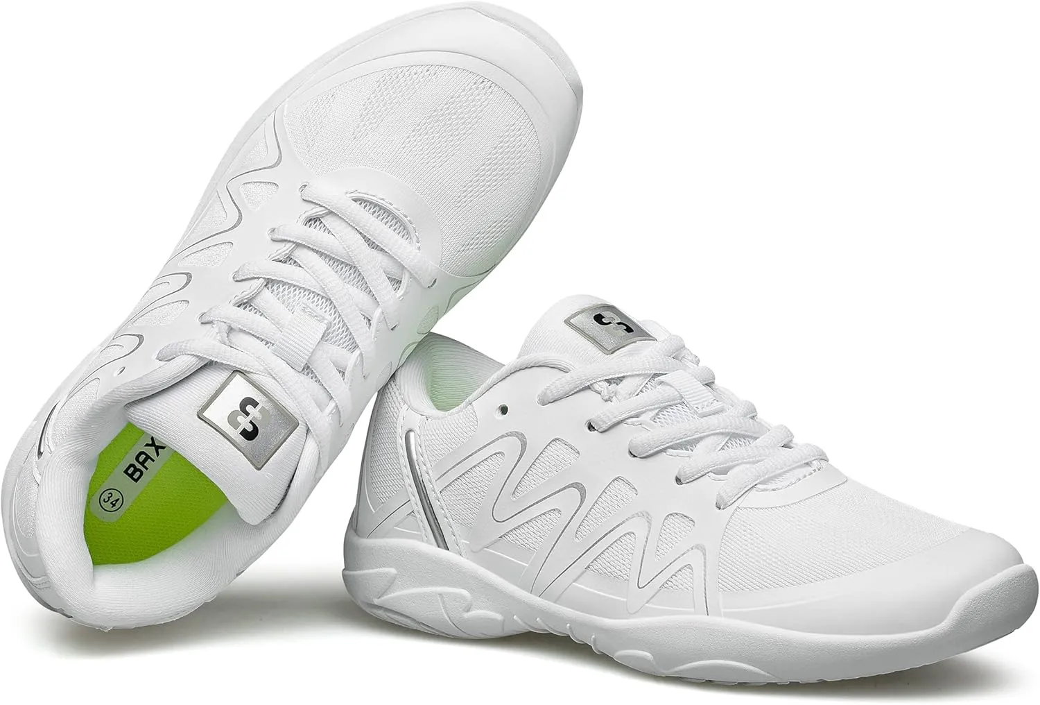 BAXINIER Girls White Cheerleading Dance Shoes Lightweight Youth Competition Cheer Sneakers Kids Training Tennis Shoes