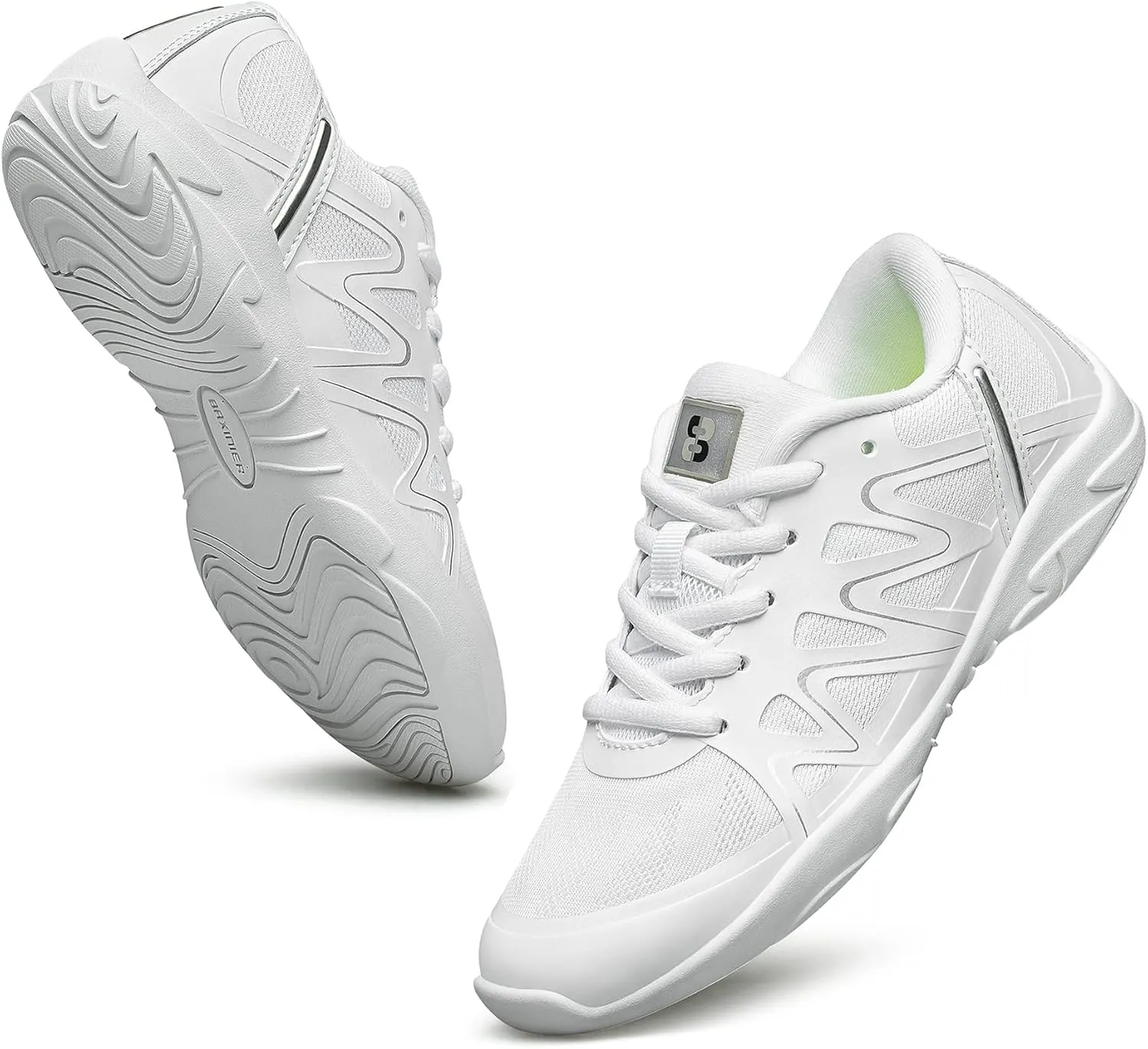 BAXINIER Girls White Cheerleading Dance Shoes Lightweight Youth Competition Cheer Sneakers Kids Training Tennis Shoes