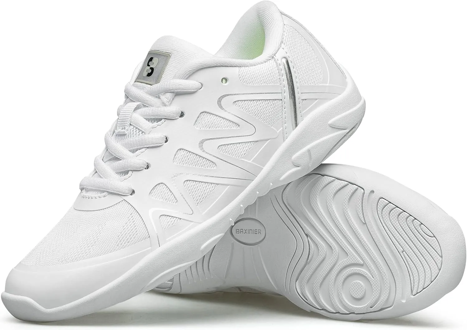 BAXINIER Girls White Cheerleading Dance Shoes Lightweight Youth Competition Cheer Sneakers Kids Training Tennis Shoes