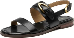 BEAU TODAY Flat Sandals for Women,Adjustable Strappy Sandals for Women,Summer Fashion Comfortable Open-Toe Wide Dress Leather Sandals for Vacation Hiking