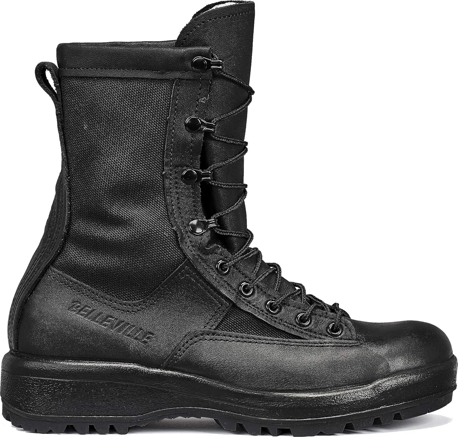 Belleville 770 8 Inch Insulated Waterproof Duty Black Tactical Boots for Men - Polishable Leather with Oil-Resistant Gore-Tex Lining and Vibram Traction Outsole; Berry Compliant