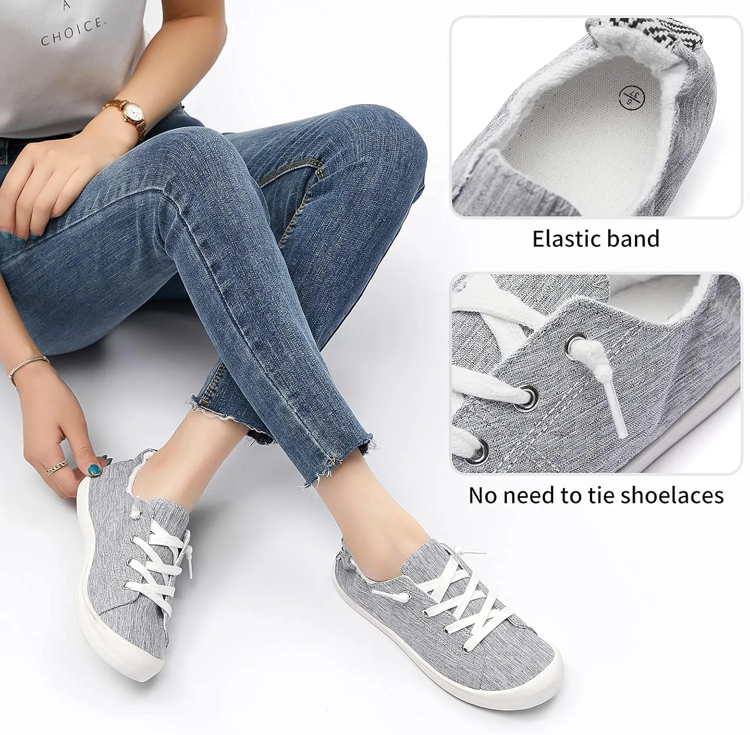 BENPAO Womens Canvas Slip On Shoes White Black Fashion Sneakers Loafers Shoes for Women