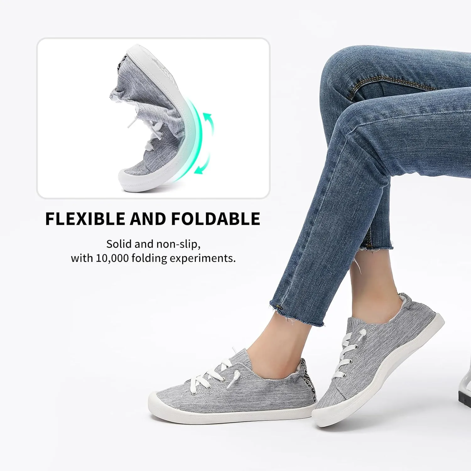 BENPAO Womens Canvas Slip On Shoes White Black Fashion Sneakers Loafers Shoes for Women