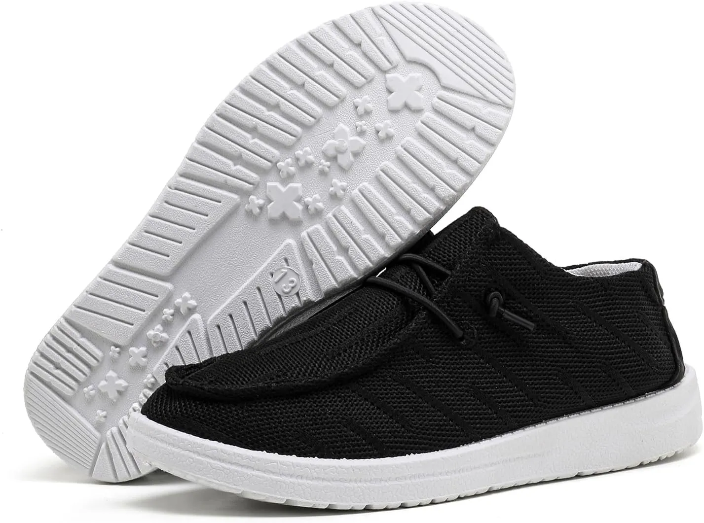 Betrue Kids Boys Girls Breathable Loafers Slip-On Casual Canvas Boat Shoes Lightweight Lace Up Loafers(Little Kid/Big Kid)