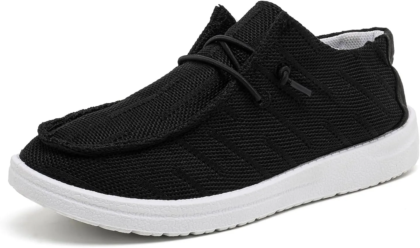 Betrue Kids Boys Girls Breathable Loafers Slip-On Casual Canvas Boat Shoes Lightweight Lace Up Loafers(Little Kid/Big Kid)