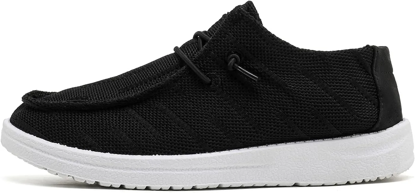 Betrue Kids Boys Girls Breathable Loafers Slip-On Casual Canvas Boat Shoes Lightweight Lace Up Loafers(Little Kid/Big Kid)