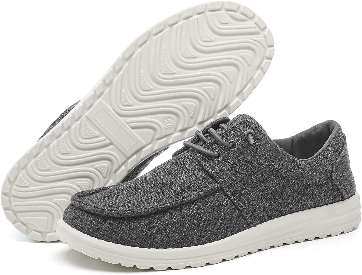 Betrue Men's Lightweight Soft Deck Shoes, Cotton Canvas Loafers for Casual Occasions
