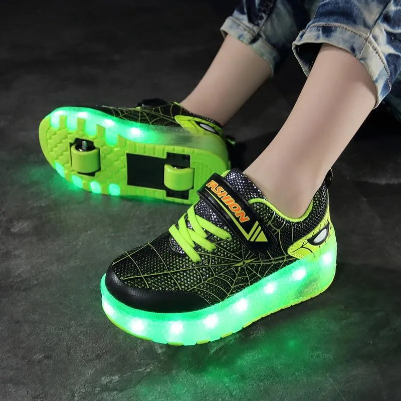 BFOEL Rechargeable Roller Shoes for Boys Girls Age 6-14 with LED Light-Up Kids Sneakers for Outdoor Play, Birthday