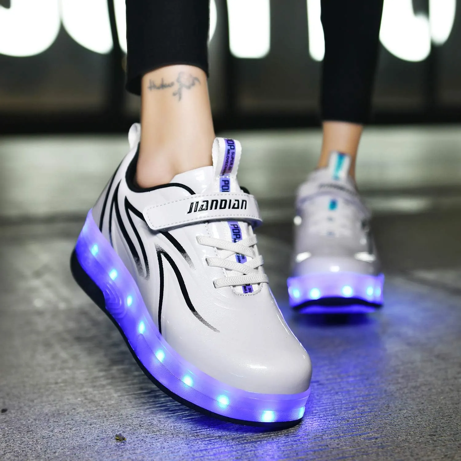 BFOEL Rechargeable Roller Shoes for Boys Girls Age 6-14 with LED Light-Up Kids Sneakers for Outdoor Play, Birthday