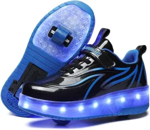 BFOEL Rechargeable Roller Shoes for Boys Girls Age 6-14 with LED Light-Up Kids Sneakers for Outdoor Play, Birthday