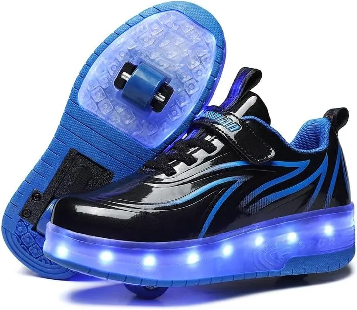 BFOEL Rechargeable Roller Shoes for Boys Girls Age 6-14 with LED Light-Up Kids Sneakers for Outdoor Play, Birthday