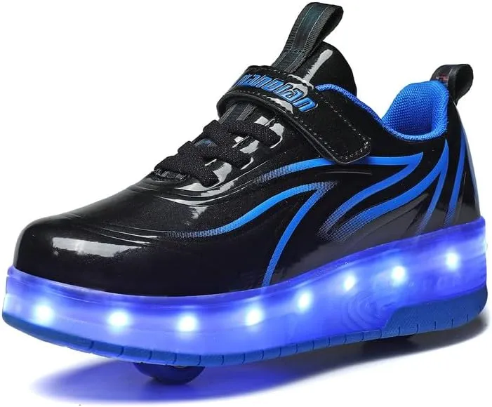 BFOEL Rechargeable Roller Shoes for Boys Girls Age 6-14 with LED Light-Up Kids Sneakers for Outdoor Play, Birthday