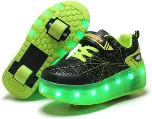 BFOEL Rechargeable Roller Shoes for Boys Girls Age 6-14 with LED Light-Up Kids Sneakers for Outdoor Play, Birthday
