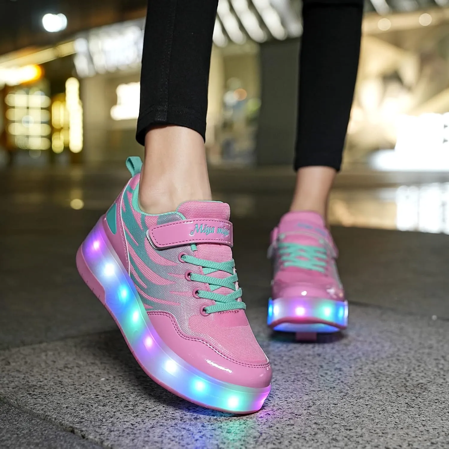 BFOEL Rechargeable Roller Shoes for Boys Girls Age 6-14 with LED Light-Up Kids Sneakers for Outdoor Play, Birthday