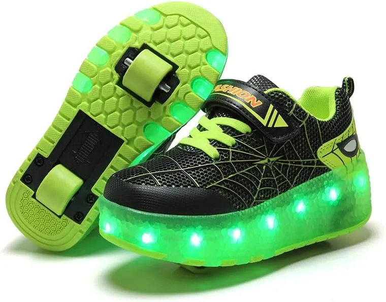 BFOEL Rechargeable Roller Shoes for Boys Girls Age 6-14 with LED Light-Up Kids Sneakers for Outdoor Play, Birthday
