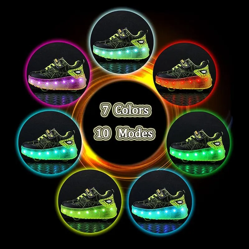 BFOEL Rechargeable Roller Shoes for Boys Girls Age 6-14 with LED Light-Up Kids Sneakers for Outdoor Play, Birthday