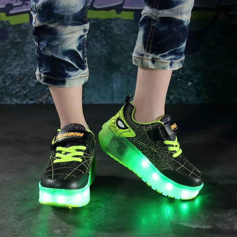 BFOEL Rechargeable Roller Shoes for Boys Girls Age 6-14 with LED Light-Up Kids Sneakers for Outdoor Play, Birthday