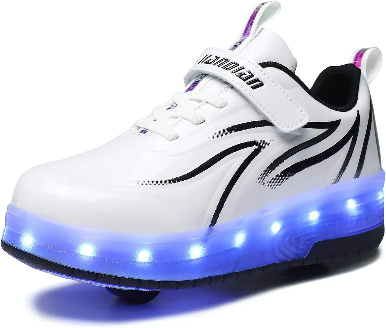 BFOEL Rechargeable Roller Shoes for Boys Girls Age 6-14 with LED Light-Up Kids Sneakers for Outdoor Play, Birthday