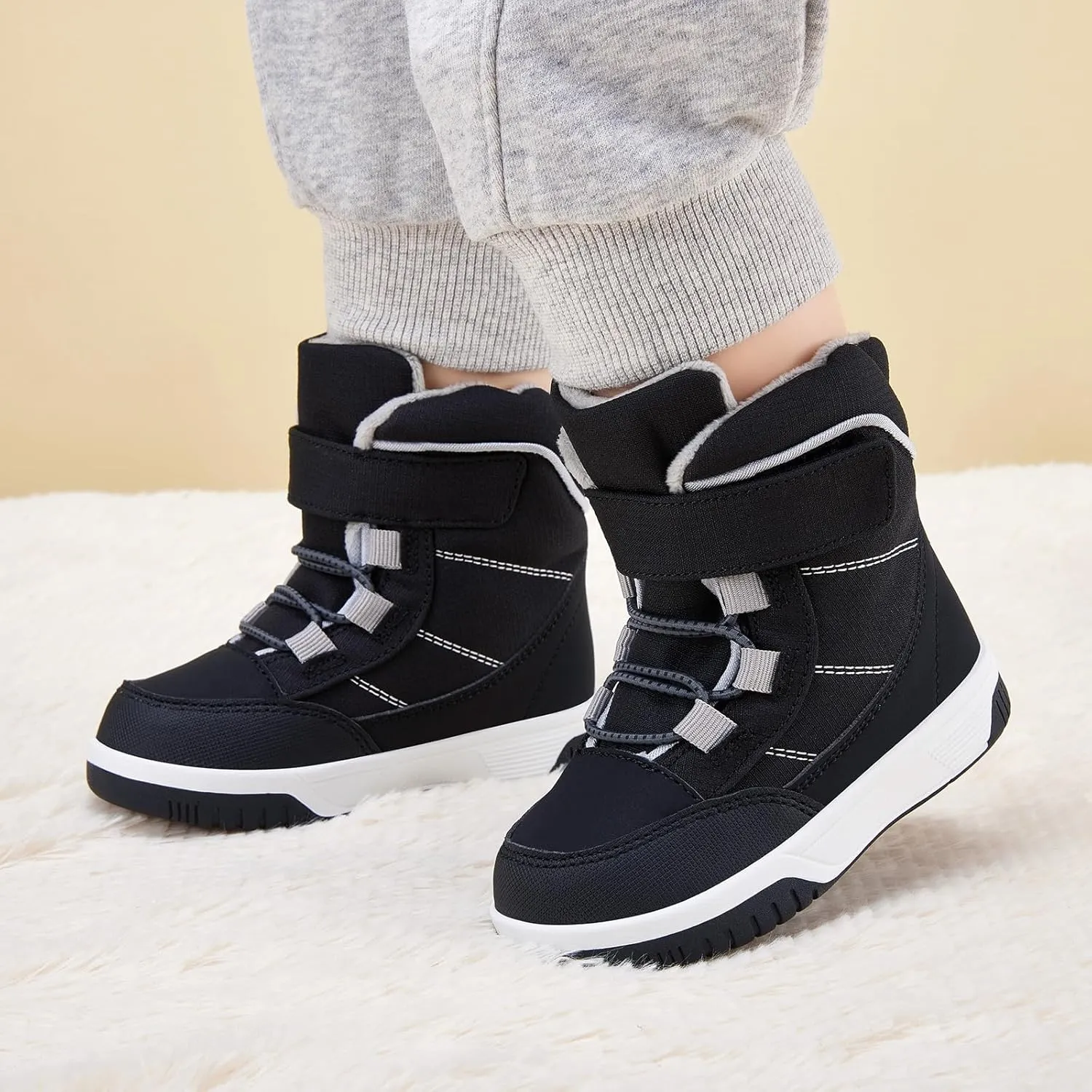 BMCiTYBM Toddler Snow Boots Boys Girls Winter Warm Shoes High Top Outdoor Sneakers for Cold Weather