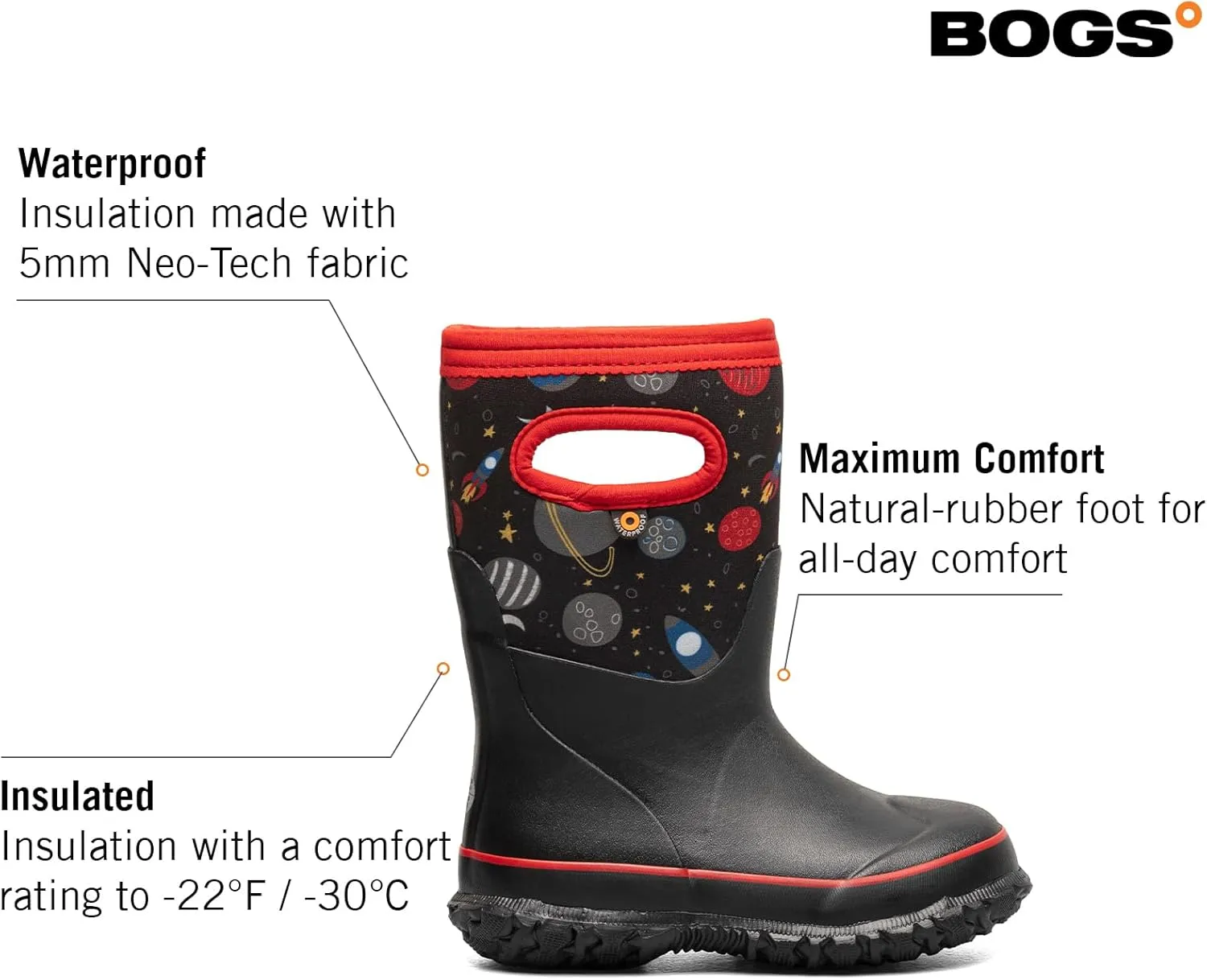 BOGS Grasp Kids Waterproof Insulated All Weather Rain Boots Mud Boots I For Snow, Rain, Winter, Mud and Cold Weather for Toddlers, Girls, Boys, Unisex