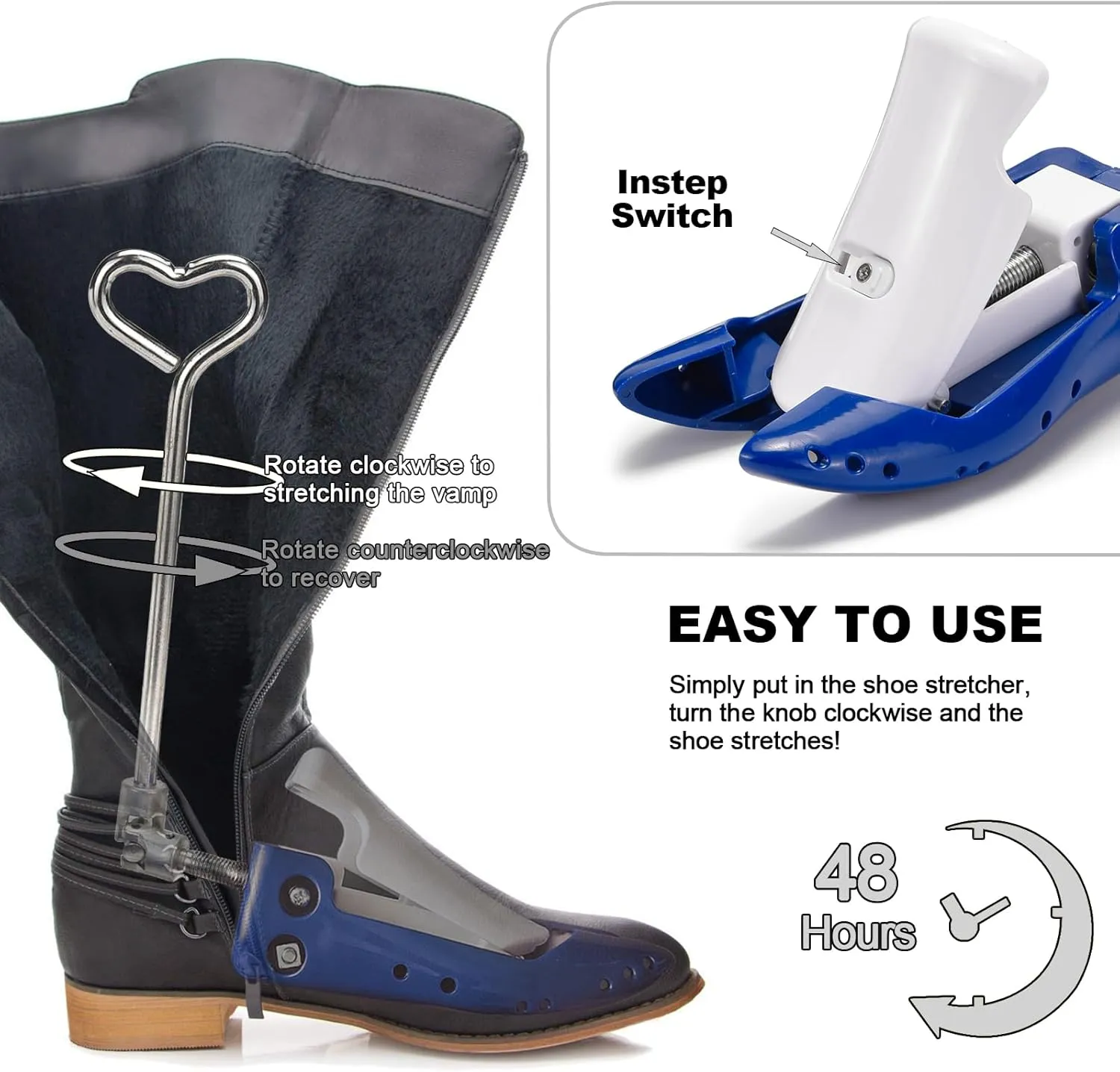 Boot Stretchers for Cowboy Boots Thick Wide Feet, Adjustable Men Women Shoe High Instep & Width Toe Box Expander