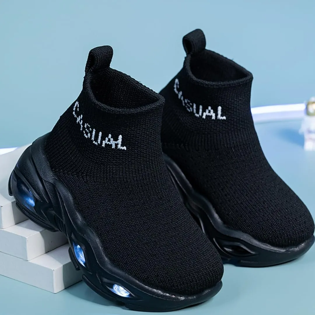 Boys Girls Breathable Athletic Led Light Up Sneakers Lightweight Outdoor Tennis Sock Shoes