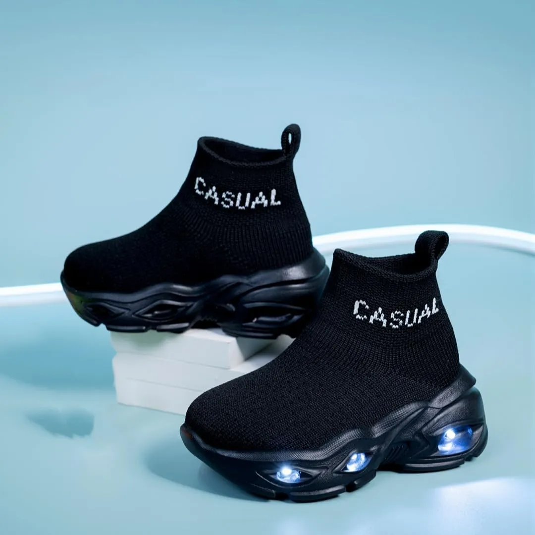 Boys Girls Breathable Athletic Led Light Up Sneakers Lightweight Outdoor Tennis Sock Shoes