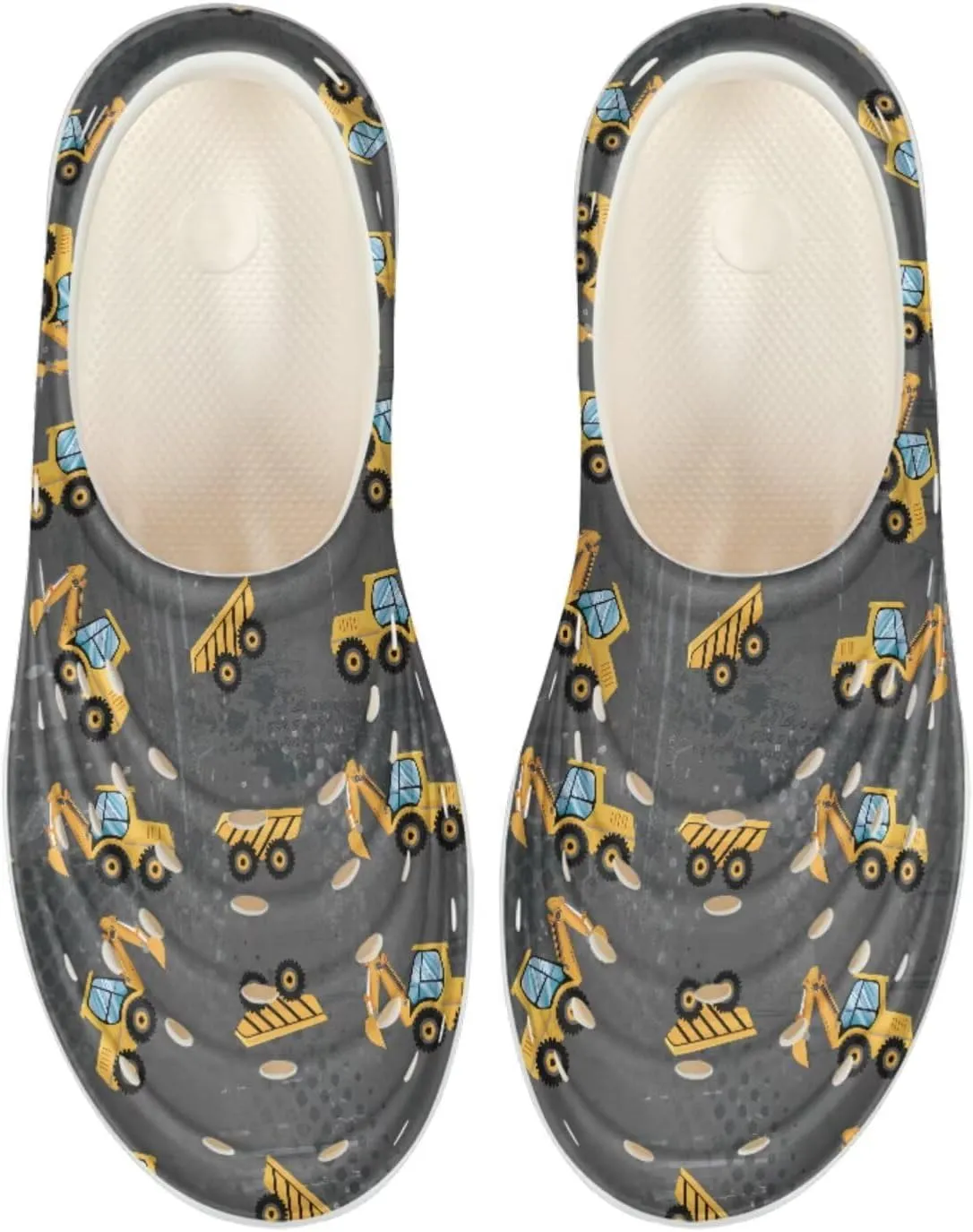 Boys Tractor Print Garden Clogs Kids Water Shoes Non Slip Slide Sandals Summer Sneakers for Indoor Outdoor