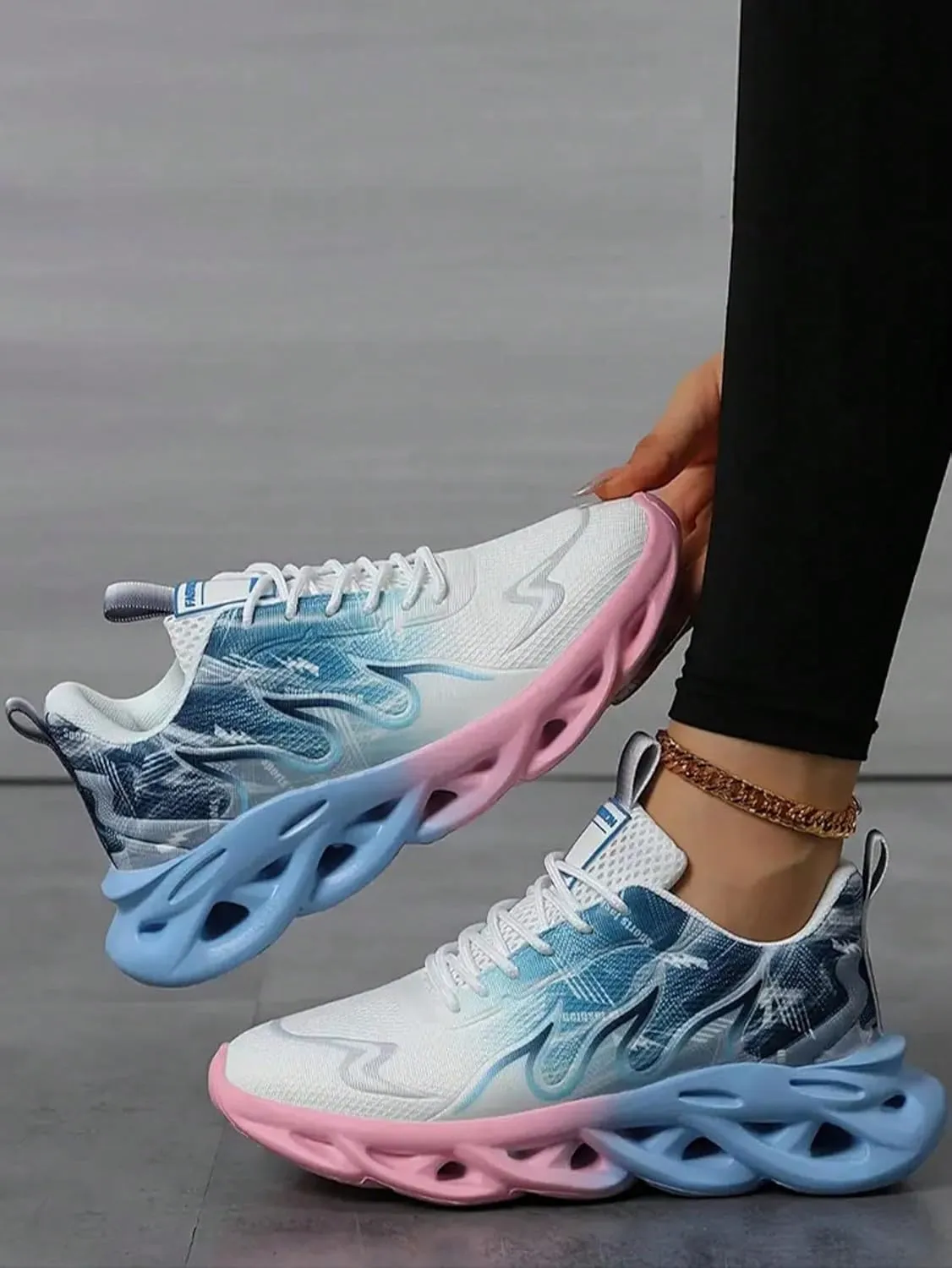 Breathable Mesh Stylish High Top Sneakers   for Outdoor Running Walking Basketball Sports   Thick Sole Lightweight Design with Ankle Support and Cushioned Comfort
