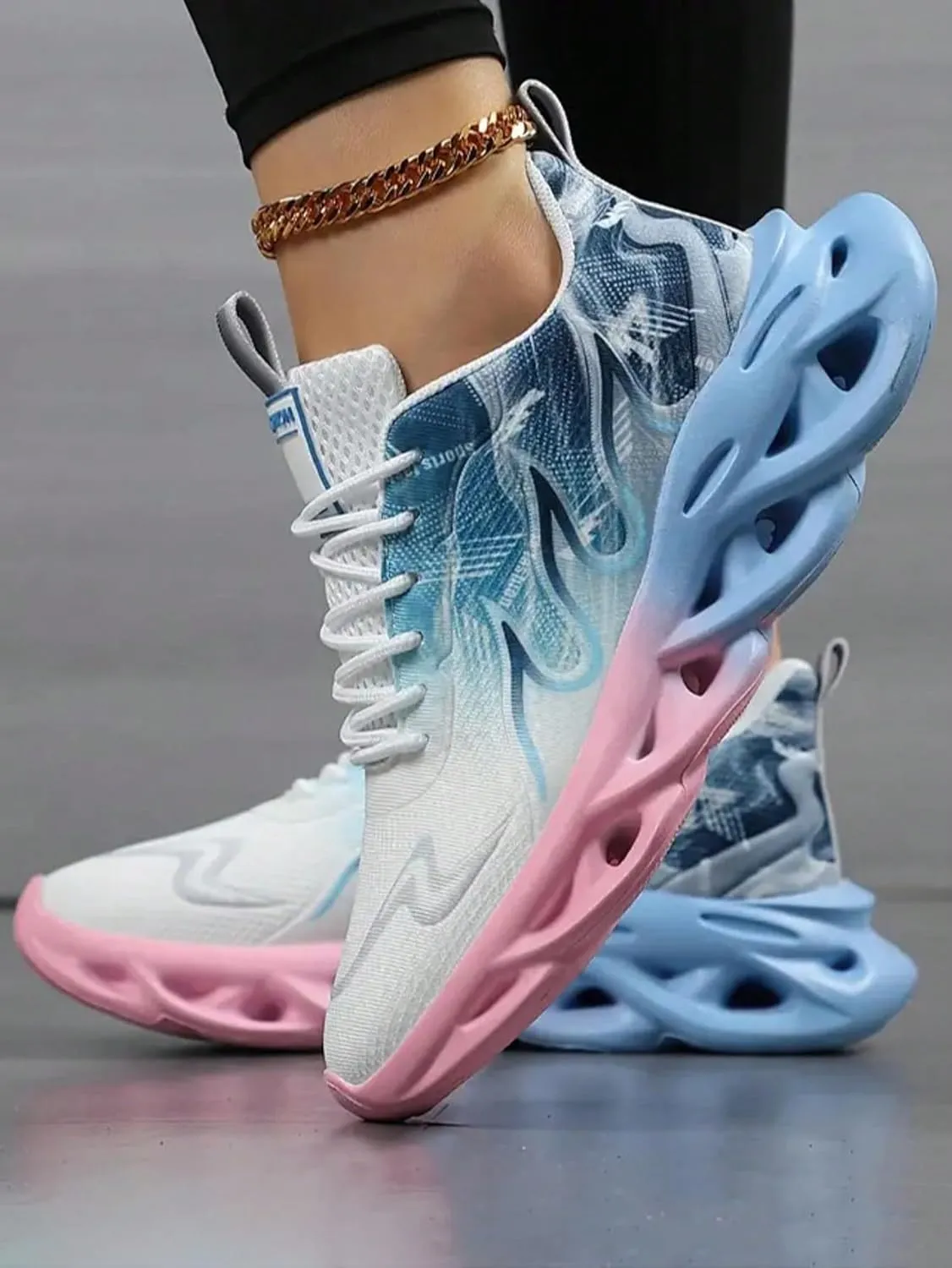 Breathable Mesh Stylish High Top Sneakers   for Outdoor Running Walking Basketball Sports   Thick Sole Lightweight Design with Ankle Support and Cushioned Comfort