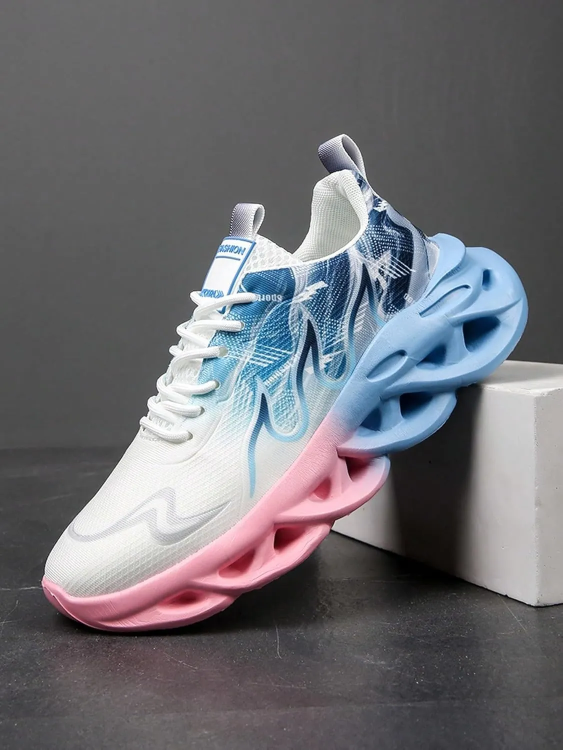 Breathable Mesh Stylish High Top Sneakers   for Outdoor Running Walking Basketball Sports   Thick Sole Lightweight Design with Ankle Support and Cushioned Comfort
