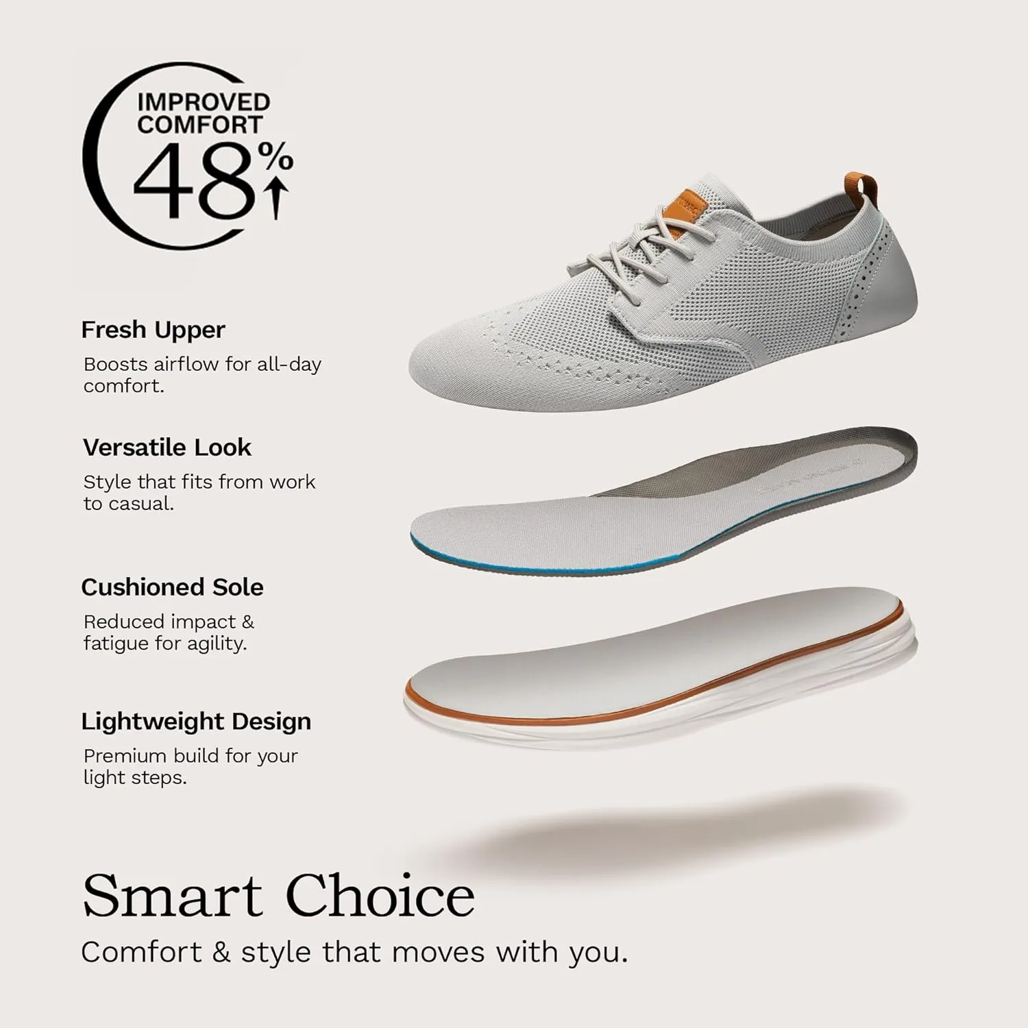 Bruno Marc Men's KnitFlex SmartCraft Mesh Oxfords Sneakers Casual Dress Lace-Up Lightweight Walking Shoes