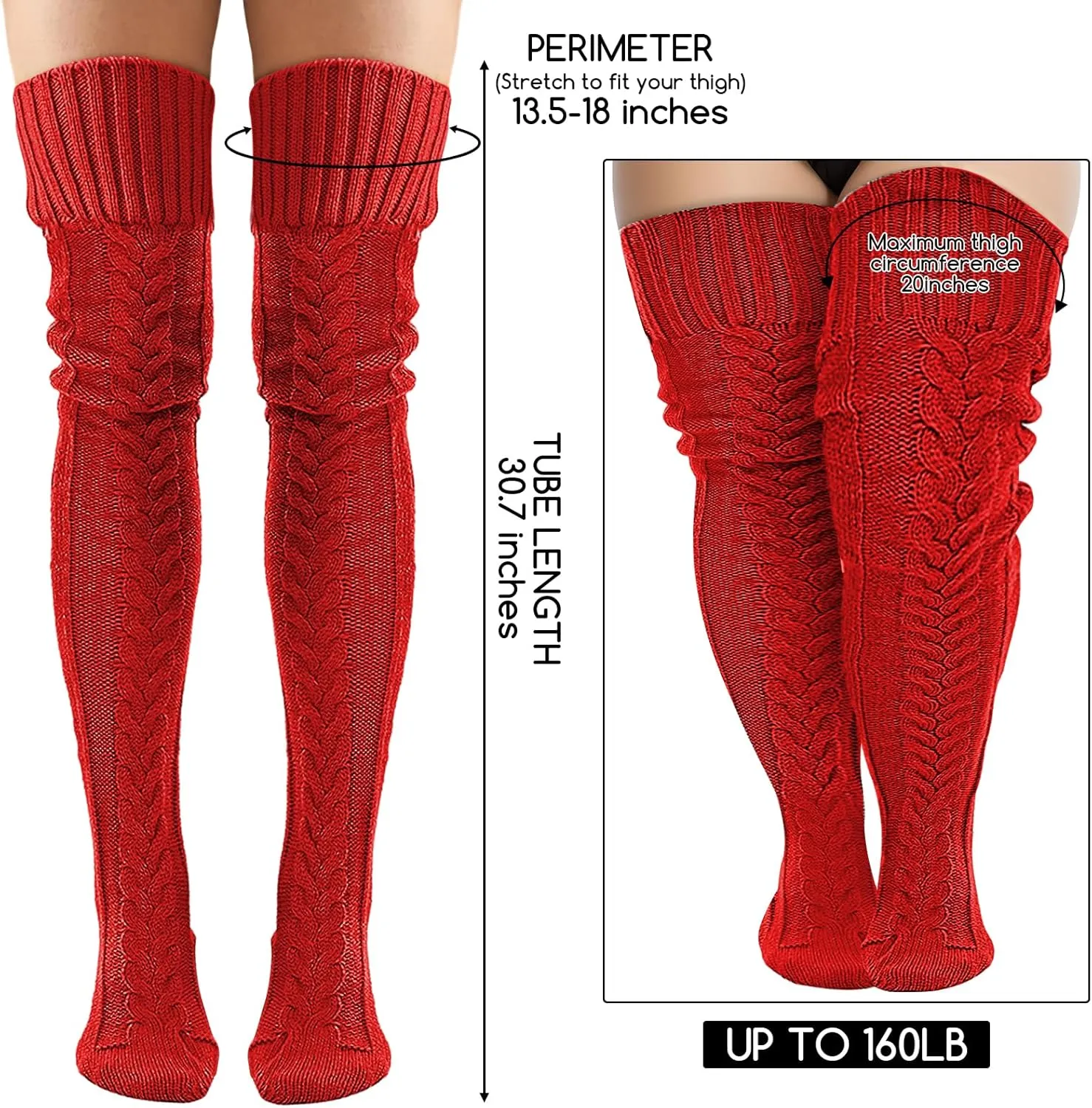 Buauty Women's Cable Knitted Boot Socks Thigh High Socks Extra Long Winter Thick Stockings Over Knee Leg Warmers Fuzzy 2025
