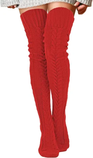 Buauty Women's Cable Knitted Boot Socks Thigh High Socks Extra Long Winter Thick Stockings Over Knee Leg Warmers Fuzzy 2025