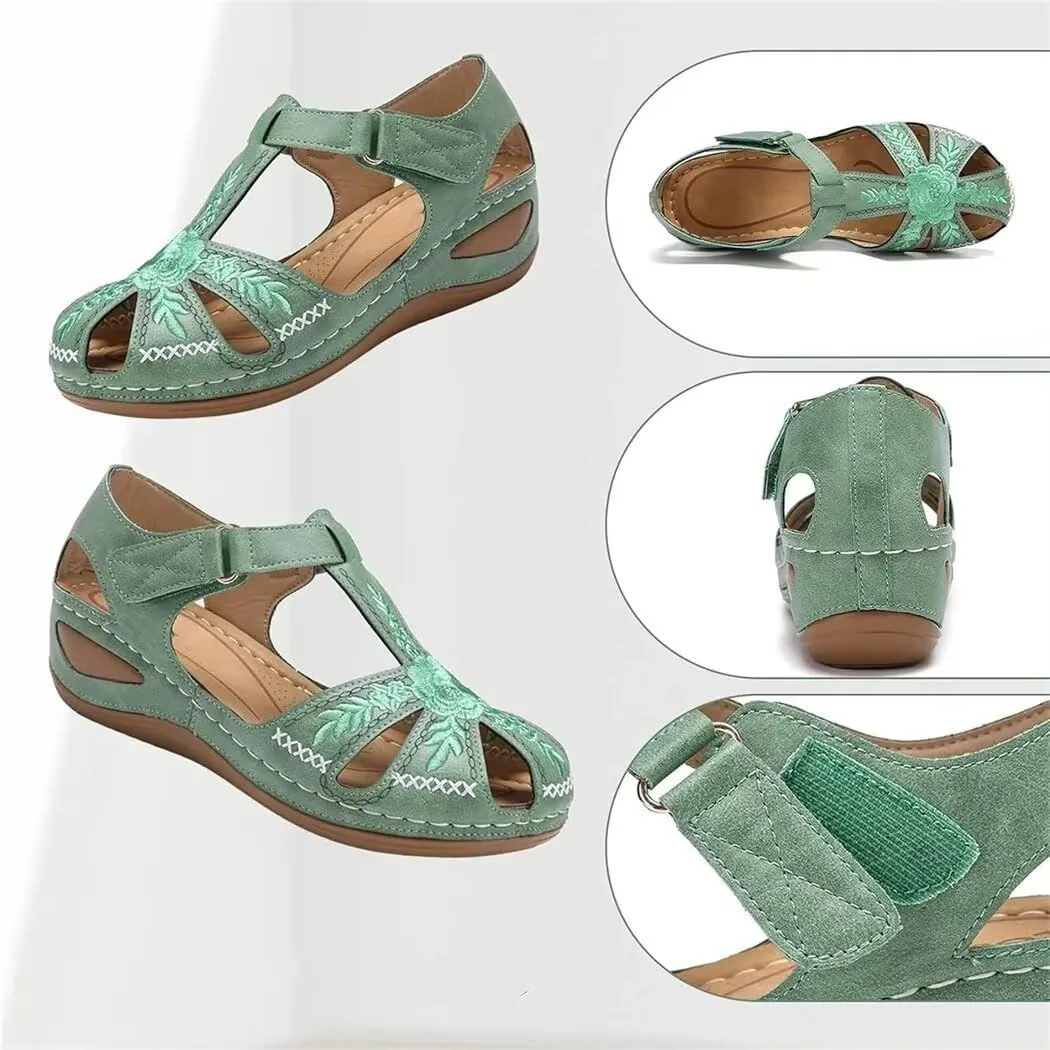 Bulepods Airfleek Wide Size 12 Closed Toe Wedge Sandals For Walking