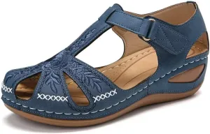 Bulepods Airfleek Wide Size 12 Closed Toe Wedge Sandals For Walking