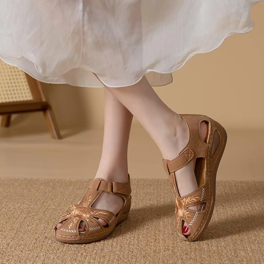 Bulepods Airfleek Wide Size 12 Closed Toe Wedge Sandals For Walking