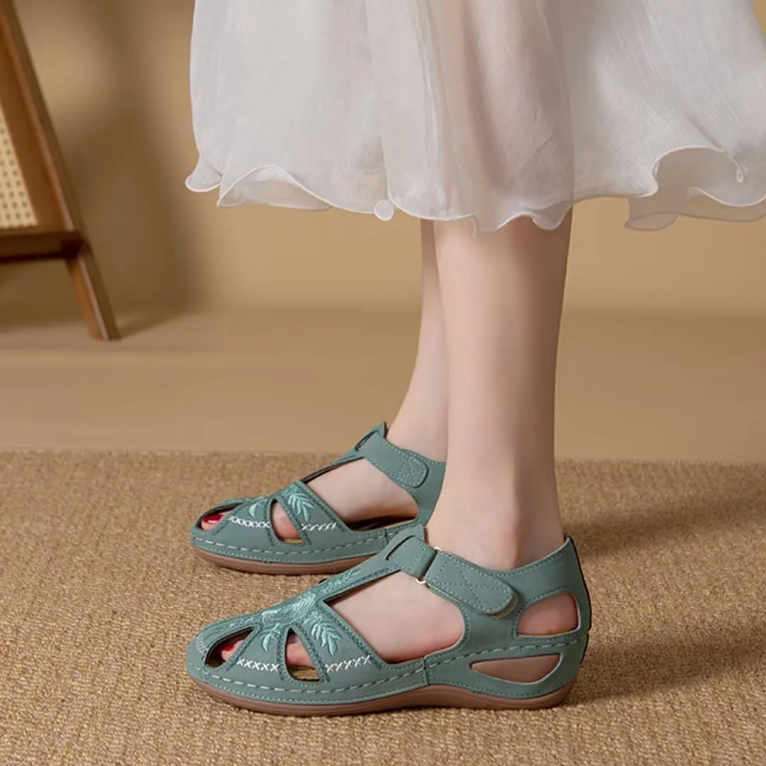 Bulepods Airfleek Wide Size 12 Closed Toe Wedge Sandals For Walking