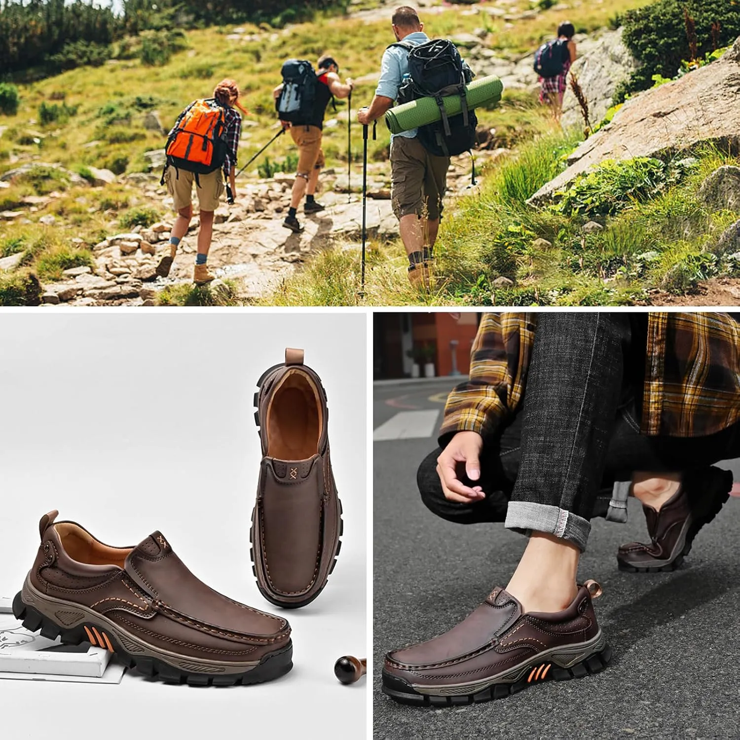 bumuam Shoes for Men, Lightweight Breathable Casual Sneaker, Slip on Shoes for Men Work Loafers, Orthopedic Shoes, for Travel, Camping, Running