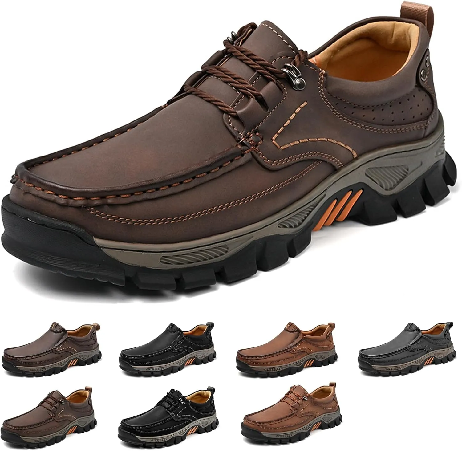 bumuam Shoes for Men, Lightweight Breathable Casual Sneaker, Slip on Shoes for Men Work Loafers, Orthopedic Shoes, for Travel, Camping, Running