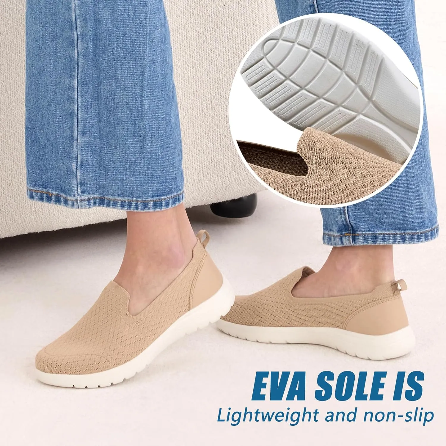 Buyrew Loafers for Women Comfort Slip On Walking Shoes Knit Dressy Comfortable Business Casual Work Flats
