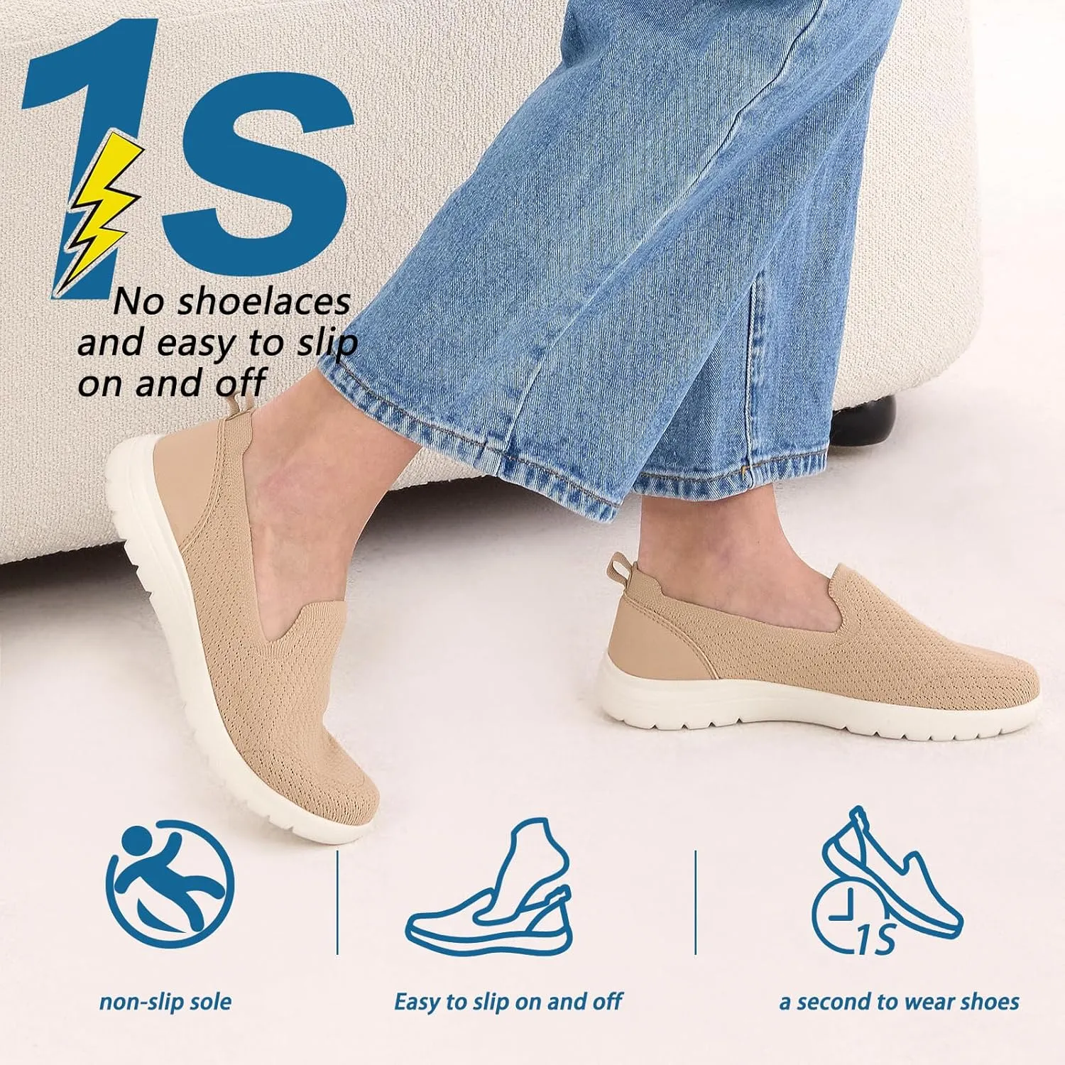 Buyrew Loafers for Women Comfort Slip On Walking Shoes Knit Dressy Comfortable Business Casual Work Flats